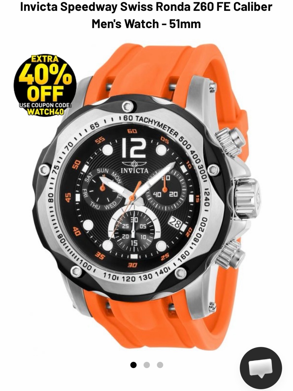 Invicta Speedway Swiss Ronda Z60 FE Caliber Men's Watch - 51mm